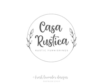 Premade Logo, Rustic Logo, Hand Drawn Logo, Custom Logo, Logo Designer, Logo with Leaves, Country Logo, Farmhouse Logo, Classic Logo