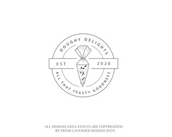 Logotipo de repostería rústica: manga pastelera dibujada a mano, marca de panadería (PNG, JPG)