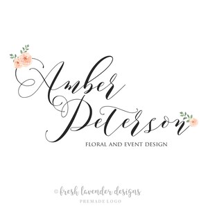 Rose Logo, Name Logo, Custom Logo, Logo Designer, Wedding Logo, Classic Logo, Photography Logo, Watermark, Watercolor Floral Logo