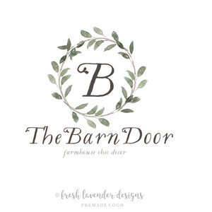 Wreath Logo, Premade Logo, Custom Logo, Farmhouse Logo, Rustic Logo, Branding, Custom Branding, Country Logo, Photography Logo, Watercolor