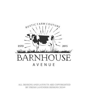 Cow Logo, Dairy Logo, Barn Logo, Farm Logo, Custom Logo, Premade Logo, Logo Design, Logo Package, Vintage Logo, Rustic Logo, Affordable Logo
