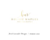 Custom Logo Design Premade Logo and Watermark for Photographers and Small Businesses Monogram with Hand Drawn Text Classic Gold Foil