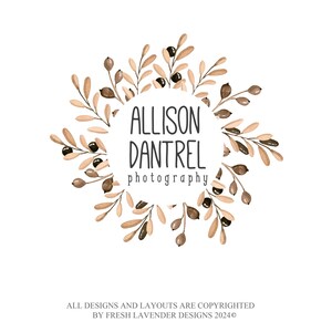 Custom Logo, Logo Design, Wreath Logo, Floral Logo, Branding, Boutique Logo, Watercolor Logo, Premade Logo, Branding Package, Logo Package