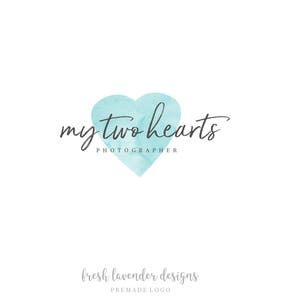 Logo with Heart, Custom Logo, Premade logo with Heart, Watercolor Heart, Photography Logo, Watermark for Photographers, Name Only Logo