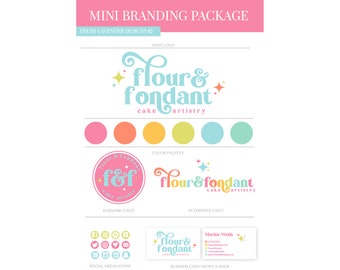 Diseño de logotipo de panadería retro colorido: mini paquete de marca