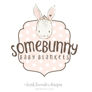 Premade Logo, Bunny Logo, Rabbit Logo, Custom Logo, Branding, Children&#39;s Logo, Whimsical Logo, Baby Boutique Logo, Hand Drawn Logo