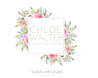 Wildflower Logo, Custom Logo, Premade Logo, Logo with Wildflowers, Floral Logo, Watercolor Floral Logo, Branding, Photography Logo,