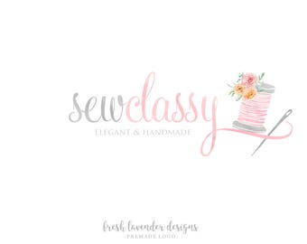 Custom Logo, Custom Sewing Logo, Watercolor Sewing Logo, Knitting Logo, Premade Watercolor Sewing Logo, Logo Branding, Logo with Thread