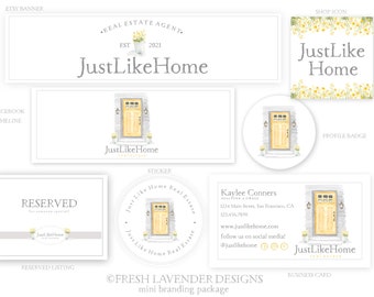 Real Estate Logo, Custom Logo, House Logo, Premade logo, logo Design, Branding, Custom Branding, Watercolor Logo, Home Logo, Wreath Logo