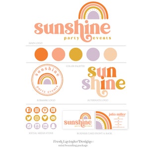 Custom Branding, Rainbow Branding Kit, Rainbow Logo, Text Logo, Retro Brand Design, Vintage Modern Shop Logo, Vintage Branding, Retro Logo