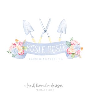 Gardening Logo, Plant Logo, Custom Logo, Premade Logo, Logo Designer, Floral Logo, Watercolor Logo, Branding, Florist Logo, Shovel Logo