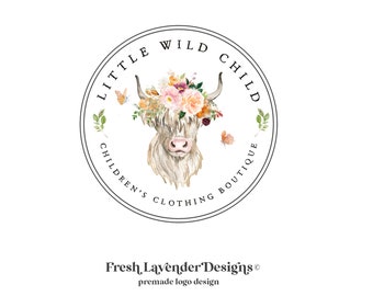 Highland Cow Logo, Cow Logo, Farm Logo, Custom Logo, Premade Logo, Logo Design, Watercolor Logo, Branding, Business Branding, Branding Kit