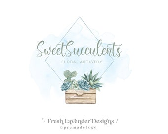 Succulent Logo, Plant logo, Custom Logo, Premade Logo, Florist Logo, Branding, Branding Package, Logo Designer, Tropical Logo, Succulent