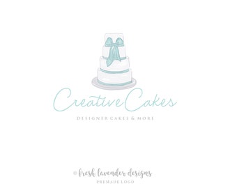 Cake Logo, Bakery Logo, Custom Logo, Custom Logo Design, Shabby Chic Logo, Wedding Cake Logo, Affordable, Premade Logo