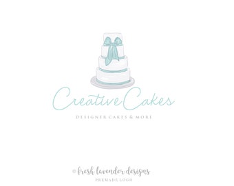 Cake Logo, Bäckerei Logo, Custom Logo, Custom Logo Design, Shabby Chic Logo, Wedding Cake Logo, Affordable, Premade Logo