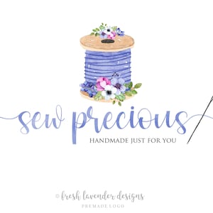 Custom Logo, Custom Sewing Logo, Watercolor Sewing Logo, Knitting Logo, Premade Watercolor Sewing Logo, Logo Branding, Logo with Thread