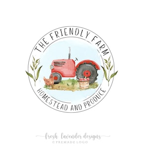 Tractor Logo, House Logo, Custom Logo, Cottage Logo, Farmhouse Logo, Watercolor Logo, Rustic Logo, Logo Designer, Branding Package