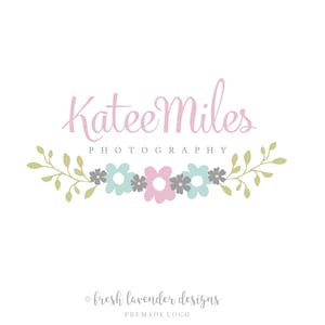 Floral Logo, Hand Drawn Logo, Logo with Flowers, Custom Logo, Logo Designer, Premade Logo, Photography Logo, Affordable Logo, Watermark
