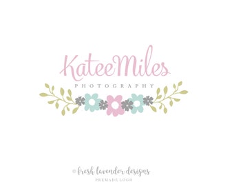 Floral Logo, Hand Drawn Logo, Logo with Flowers, Custom Logo, Logo Designer, Premade Logo, Photography Logo, Affordable Logo, Watermark