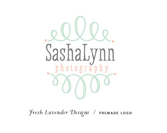 Custom Logo Design Premade Logo with Watermark for Photographers and Small Crafty Boutiques Whimsical Flourish Name Only Shabby Chic
