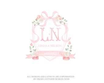 Logotipo de boda con monograma de acuarela personalizado (PNG, JPG)
