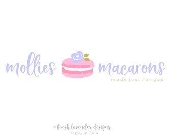 Macaroon Logo, Premade Logo, Custom Logo, Logo with Macaroons, Bakery Logo, Cookie Logo, Macaron Logo, Baker Logo, Sweet Logo
