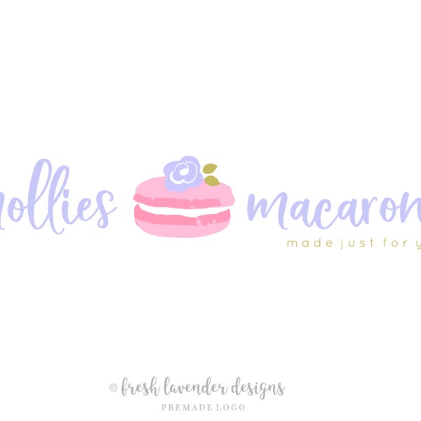 Macaroon Logo, Premade Logo, Custom Logo, Logo with Macaroons, Bakery Logo, Cookie Logo, Macaron Logo, Baker Logo, Sweet Logo