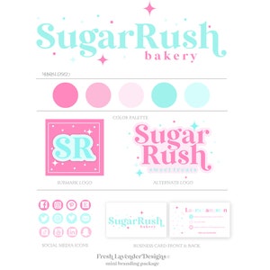 Custom Branding, Sprinkle Branding Kit, Rainbow Logo, Text Logo, Vintage Brand Design, Bakery Modern Shop Logo, Vintage Branding, Confetti