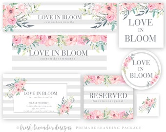 Marketing Package, Branding Package, Floral Branding Package, Etsy Set, Floral Etsy Set, Etsy Banner, Floral Etsy Banner,  Floral Banner