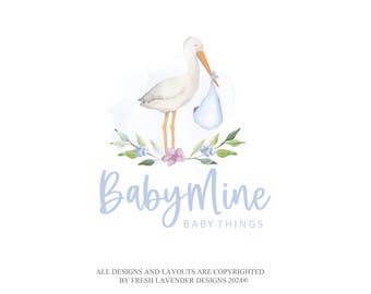 Diseño de logotipo de cigüeña: paquete prediseñado de marca de doula