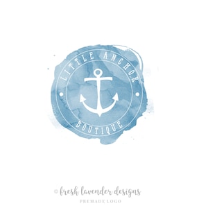 Anchor Logo, Premade Logo, Nautical Logo, Custom Logo, Logo Design, Logo with Anchor, Boat Logo, Photography Logo, Watercolor Logo