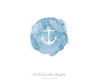 Anchor Logo, Premade Logo, Nautical Logo, Custom Logo, Logo Design, Logo with Anchor, Boat Logo, Photography Logo, Watercolor Logo