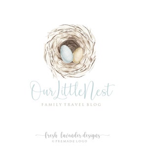 Nest Logo, Premade Logo, Custom Logo, Logo Designer, Logo with Nest, Bird Logo,Doula Logo, Photography Logo, Branding,  Watercolor Nest