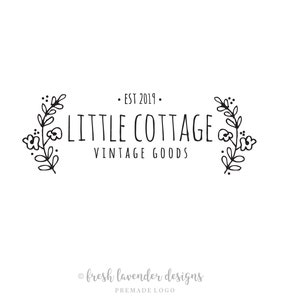 Hand Drawn Wreath Logo, Custom Logo, Logo Design, Premade Logo, Cottage Chic, Farmhouse Logo, Photography Logo, Hand Drawn Logo, Floral Logo