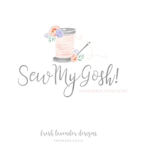 Custom Logo, Custom Sewing Logo, Watercolor Sewing Logo, Knitting Logo, Premade Watercolor Sewing Logo, Logo Branding, Logo with Thread