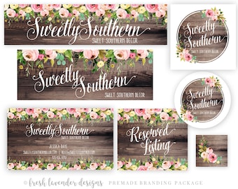 Marketing Package, Logo Package, Business Package, Etsy Shop Set, Etsy Banner Set, Floral Etsy Banner, Etsy Branding, Branding Package