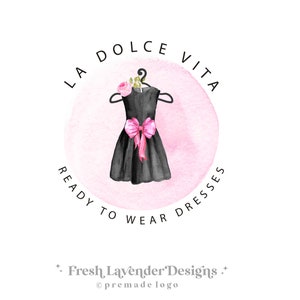 Dress Logo, Boutique Logo, Couture Logo, Custom Logo, Logo Designs, Black Dress, Premade Logo, Branding, Branding Package, Logo Designer