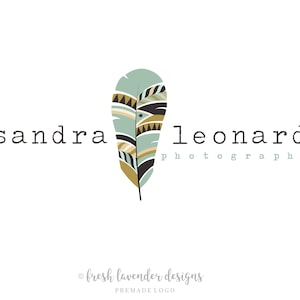 Logo de plume, Logo personnalisé, Conception de logo, Logo préfabriqué avec plume, Logo dessiné à la main, Logo de photographie, Logo Boho, Marque