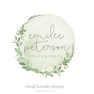 Custom Logo Design, Foliage Logo, Organic Logo, Custom Branding, Premade Logo, Leaf Logo, Watercolor Leaves, Photography Logo, Floral Logo