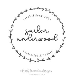 Custom Wreath Logo Design: Hand-Drawn Branding (PNG, JPG)
