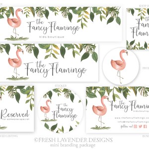Flamingo Marketing Package, Branding Package Tropical, Flamingo Logo Package, Marketing Set, Facebook Timeline, Business Card