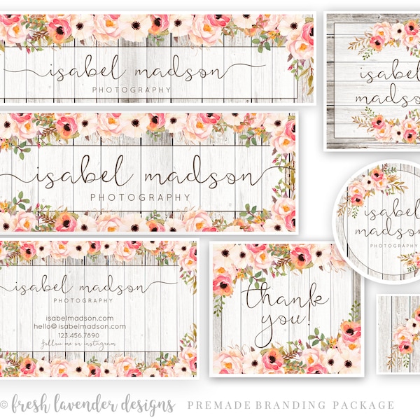 Marketing Set, Floral Marketing Package,Branding Package,Shiplap Banner, Floral Etsy Set, Floral Etsy Banner,Etsy Banner Set,Custom Etsy Set