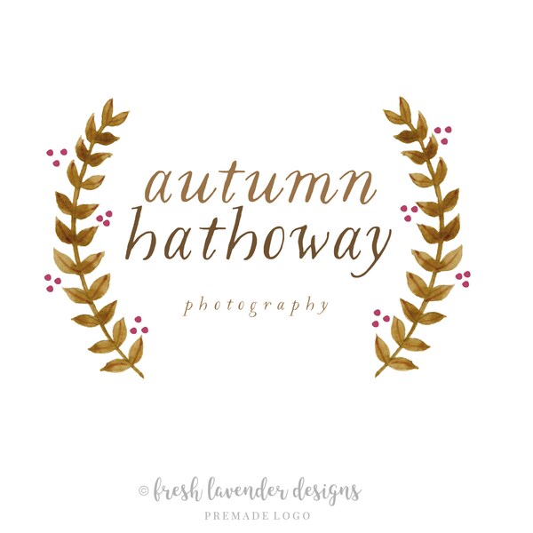 Autumn Logo, Custom Logo, Premade Logo, Logo Designer, Fall Logo, Wheat Logo, Photography Logo, Branding, Watercolor leaves Logo, Leaves