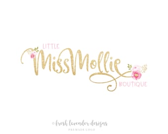 Custom Logo, Gold Logo, Watercolor Floral Logo, Premade Logo, Logo Designer, Photography Logo, Feminine Logo, Peony Logo, Custom Branding