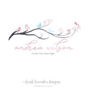 Cherry Blossom Logo, Custom Logo, Logo Designer, Premade Logo, Tree Logo, Photography Logo, Affordable Logo, Watercolor Logo, Watermark