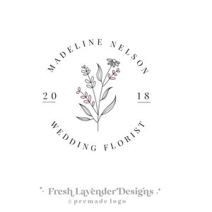 Hand Drawn Floral Logo,   Floral Logo, Hand Drawn Logo, Classic Logo, Wedding Logo, Custom Logo, Premade Logo, Branding, Branding Package