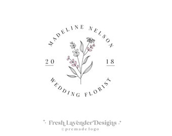 Hand Drawn Floral Logo,   Floral Logo, Hand Drawn Logo, Classic Logo, Wedding Logo, Custom Logo, Premade Logo, Branding, Branding Package