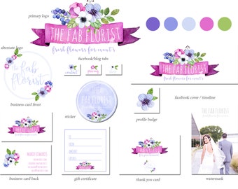 Floral Branding Package / Logo Package / Marketing Package / Purple Floral Logo / Florist Logo / Whimsical Package