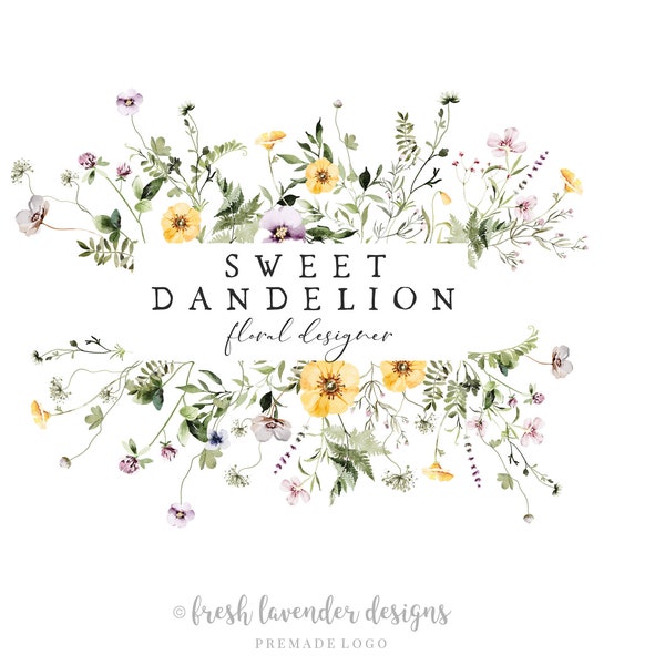 Wildflower Logo , Custom Logo, Premade Logo, Watercolor Logo, Floral Watercolor, branding, Branding Package, Wildflowers, Business Logo