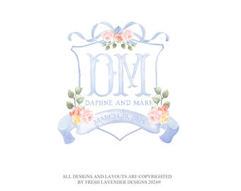 Logotipo de boda con monograma de acuarela personalizado (PNG, JPG)